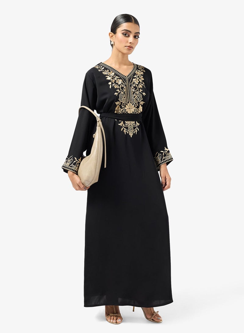 hayas closet Embroidered Belted Jalabiya - Image 2